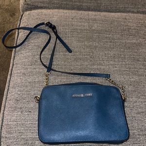 Blue and silver Michael kors cross body bag